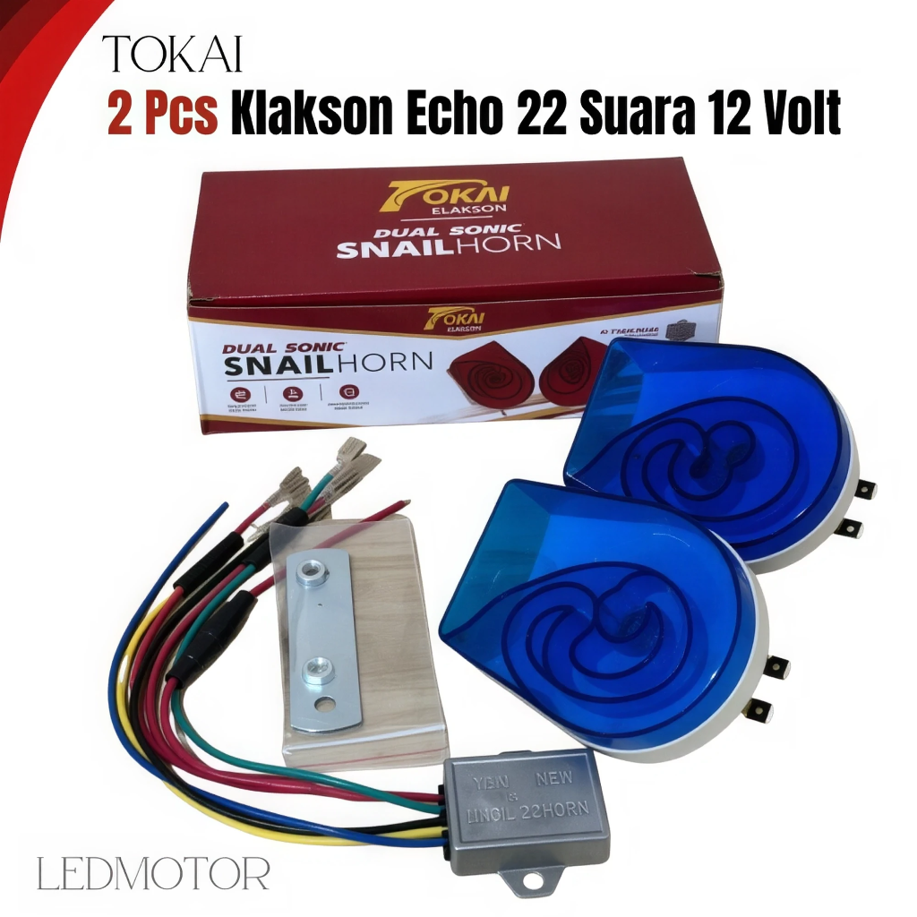 Tokai Telolet Echo Snail Horn 22 Sounds 12V Pair of 2Pcs Loud & Loud Sound Universal for All Motorcycles & Cars 22 Tone Variations Harga 65,000 rupiah*Gratis Ongkir