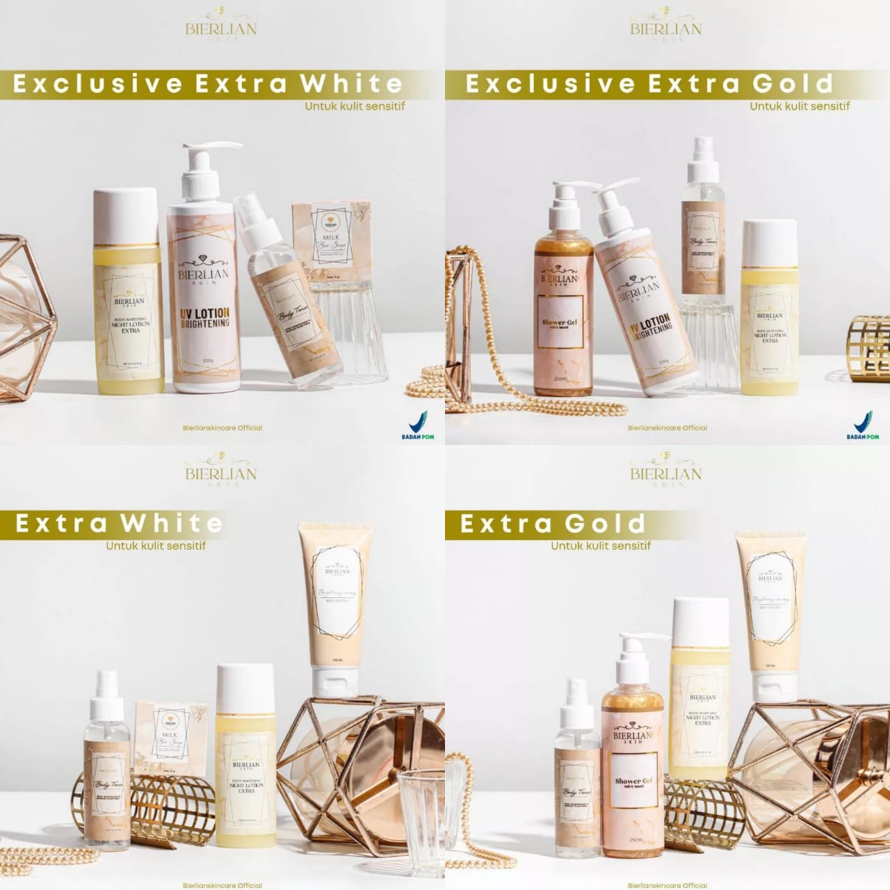 Paket Brightening White & Paket Brightening Gold Bierlian Skincare