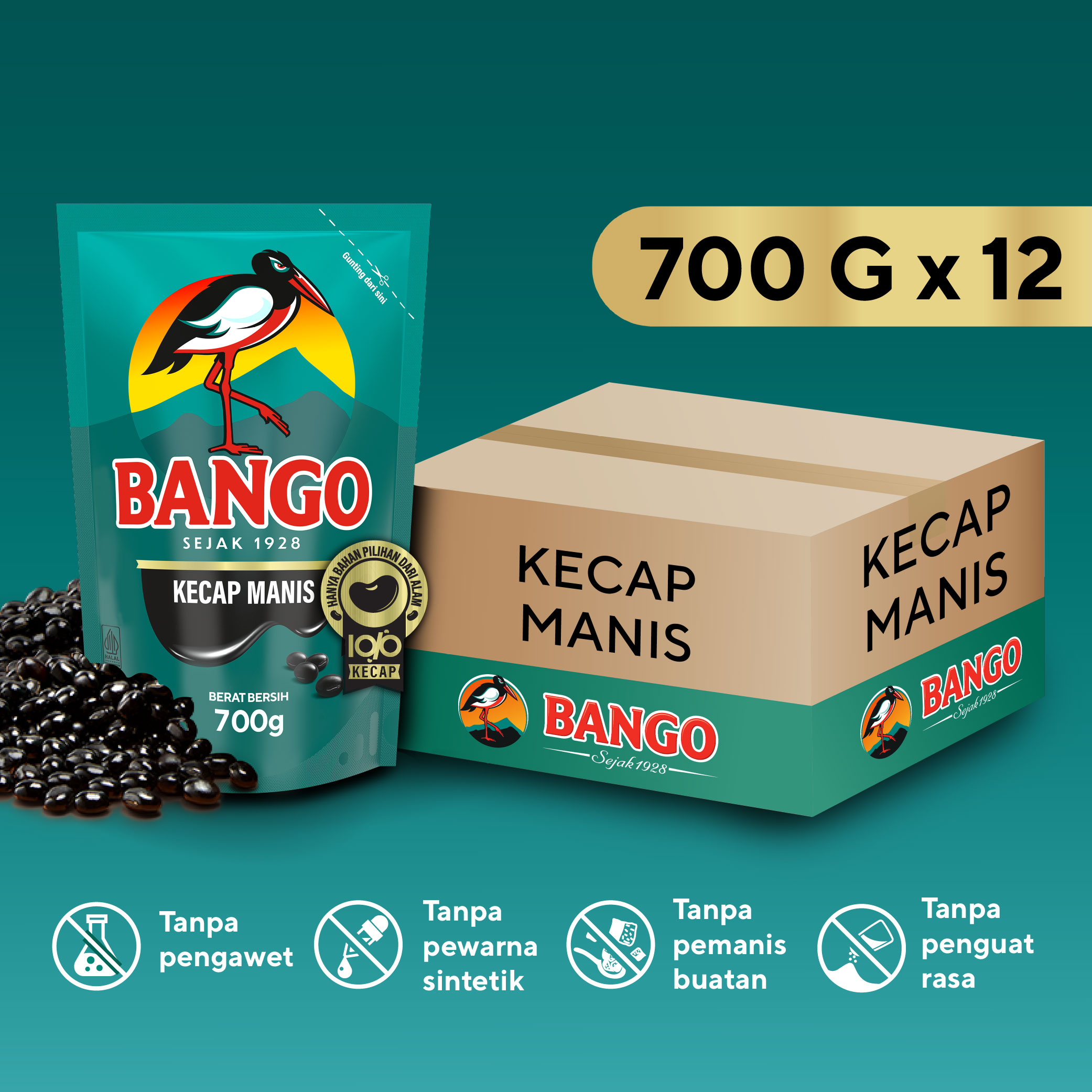 Bango Kecap Manis 520ml / 700gr isi 12 pcs [Karton] Harga  265,500 rupiah*Gratis Ongkir