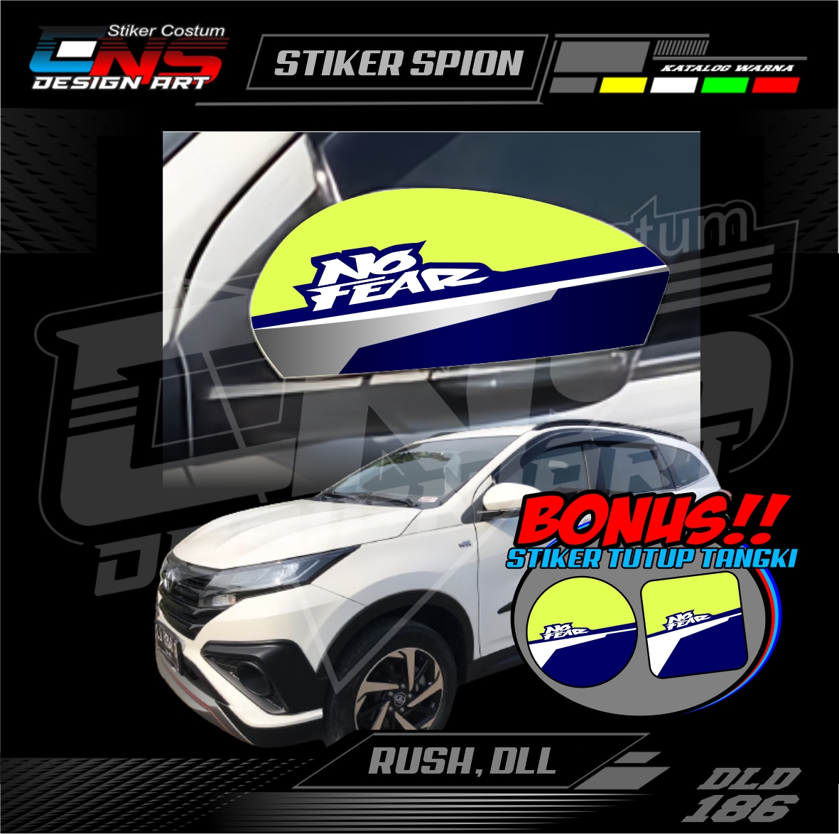 Stiker Spion Mobil Toyota Rush NO FEAR Custom Semua Mobil Stiker Spion Pick Up Stiker Print Stiker Vinyl Stiker Kata Keren Stiker Cewek Vector Hijab - Bisa Request Harga 55,900 rupiah*Gratis Ongkir