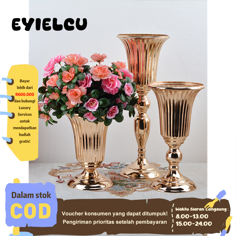 Eyre Mewah emas vas bunga rumah vas desktop kerajinan merangkai bunga pesta pernikahan Natal bunga ber…
