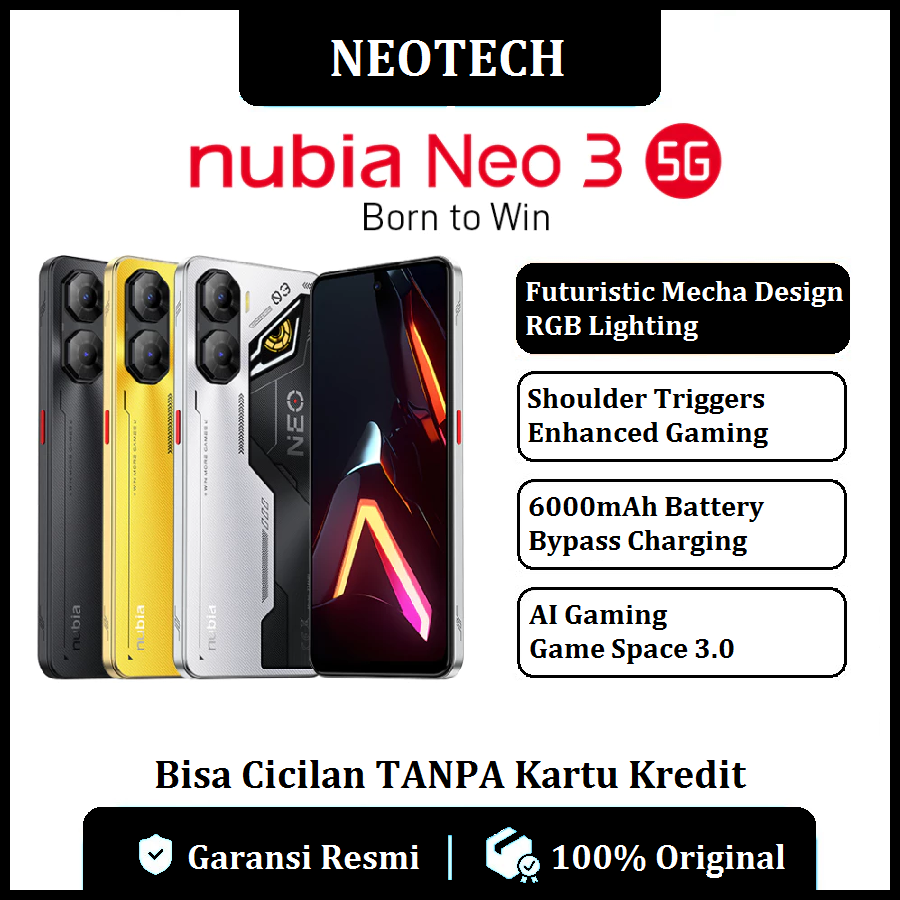 nubia Neo 3 5G (8GB/256GB) 6000 mAH Fast Charging 33W - Bisa Cicilan Tanpa Kartu Kredit - Garansi Resmi 1 Tahun - HP Murah ( Kredivo, Laz Pay Later, Bisa COD, OVO, Original ) Harga 2,430,000 rupiah*Gratis Ongkir