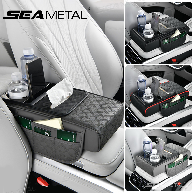 Armrest pad Mobil car tissue box bottle holder 4 in 1/console box storage/premium tissue cover Harga 80,910 rupiah*Gratis Ongkir