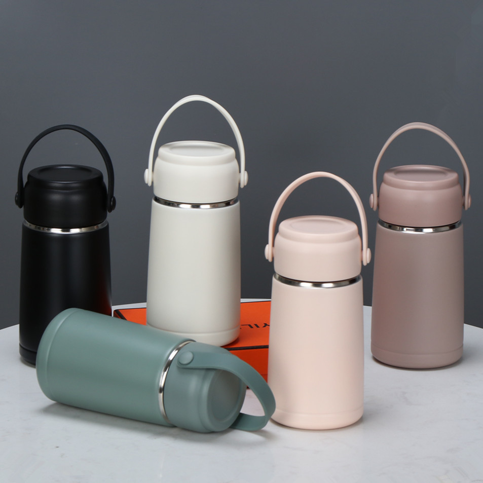Hot & Cool Tumbler Thermoses 350 ml with Strainer and Handle — Portable Vacuum Cup Insulated Bottle St…