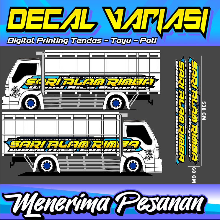 [TERBARU]Stiker Bak Samping Truk Stiker Variasi Truk Stiker Bak Stiker Decal Sari Alam Rimba Stiker Nama Bisa Reques/Digant Ukuran 530x60cm Giá 1,400,000 Đồng*Miễn phí vận chuyển