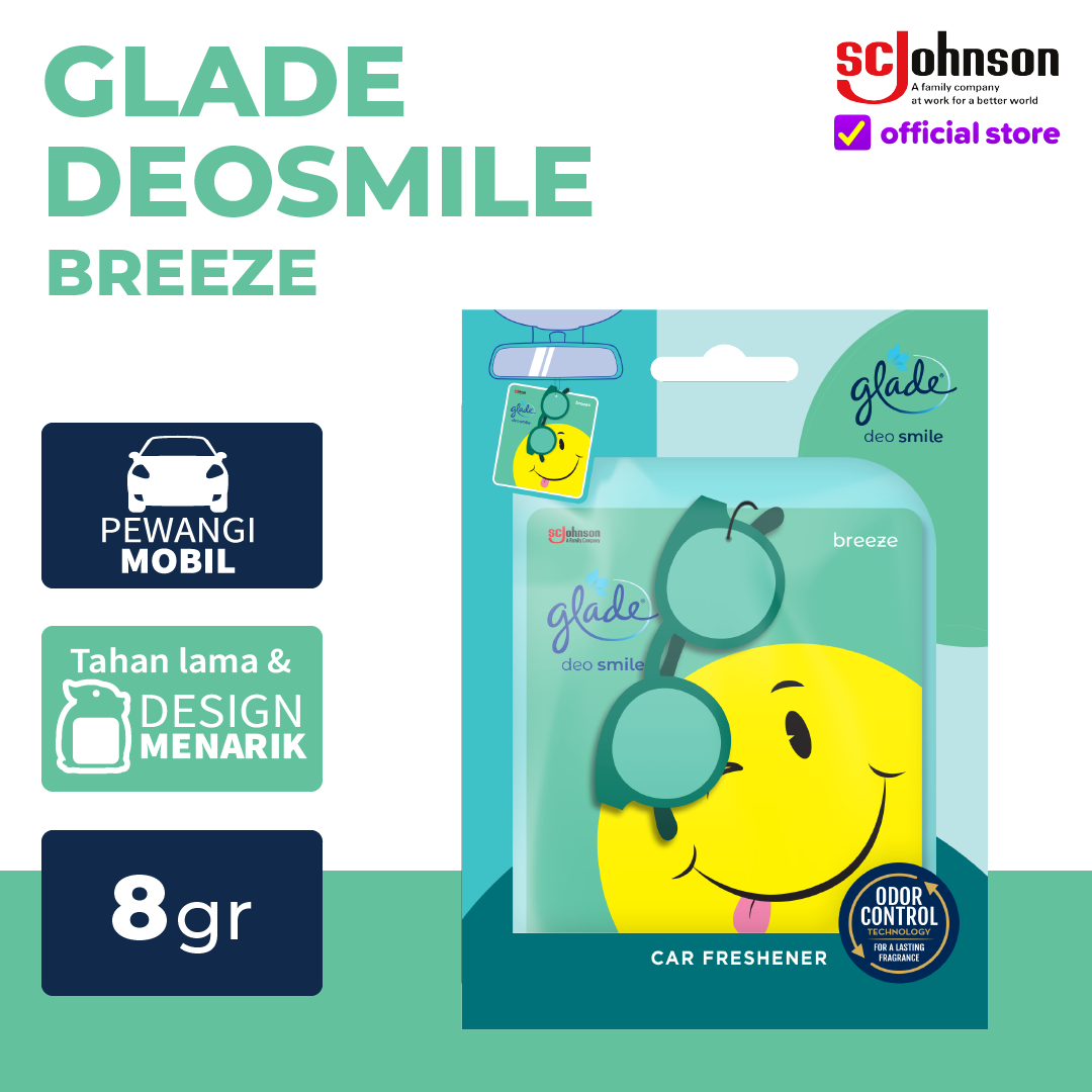 Glade Deo Smile Breeze 8gr - Pengharum Mobil Harga 16,740 rupiah*Gratis Ongkir