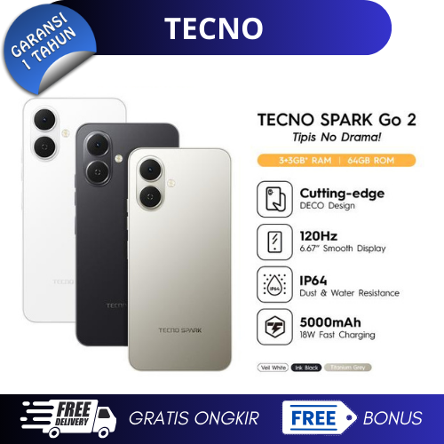 Tecno Spark Go 2 4/128Gb - Smartphone - Mediatek Helio A22 (12Nm) - Ips Lcd Harga  1,069,000 Ringgit*Penghantaran Percuma
