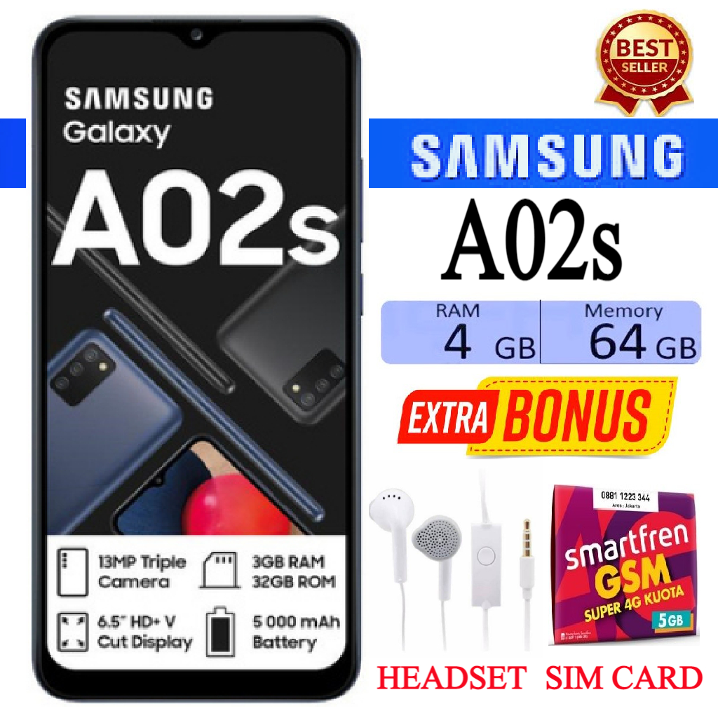 PROMO!!! Samsung Galaxy A02s RAM 4/64 GB FULLSET Bergaransi - FREE SIMCARD Harga  1,000,000 Ringgit*Penghantaran Percuma