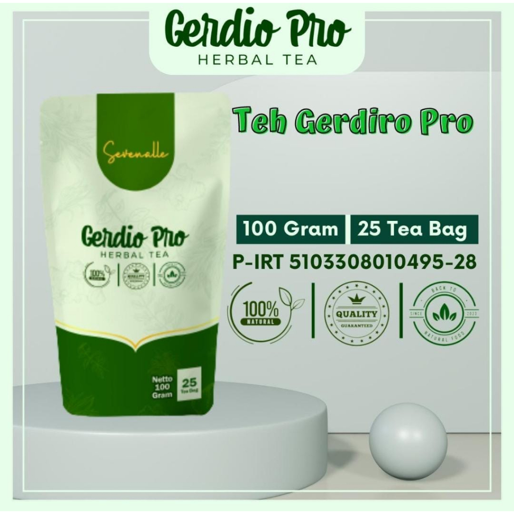 Teh Herbal Premium Lambung Gerdio Pro - Ekstrak Jamu Daun Kelor & Jahe 25 Tea Bag