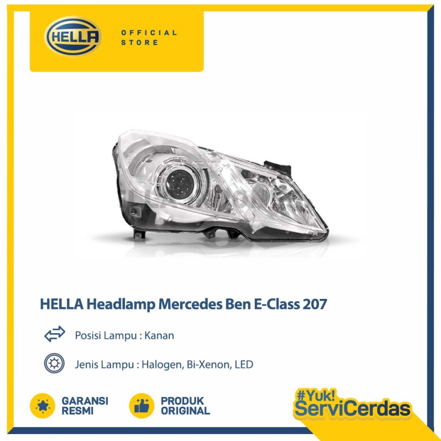 Headlamp Mobil Hella Mercedes Benz E-Class 207 (Kanan) Xenon Harga 10,200,000 rupiah*Gratis Ongkir