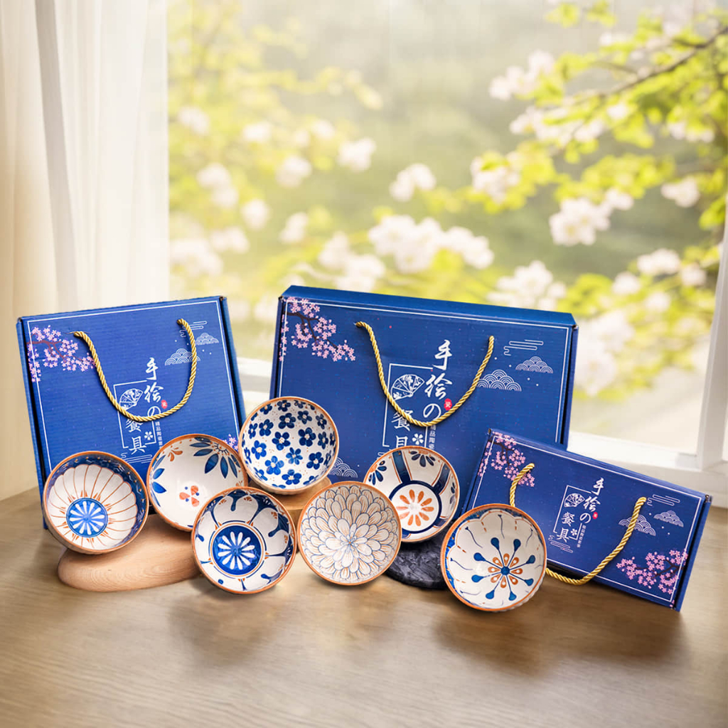 JE.ID Mangkok Nasi Keramik Elegant Kotak Hadiah Japnese Style Bowl Set Mangkok Set Hampers Premium Bow…