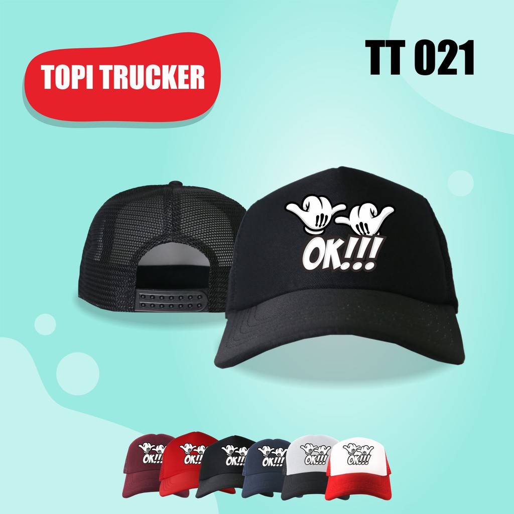 Topi Trucker Mickey Hand OK Pria Wanita 