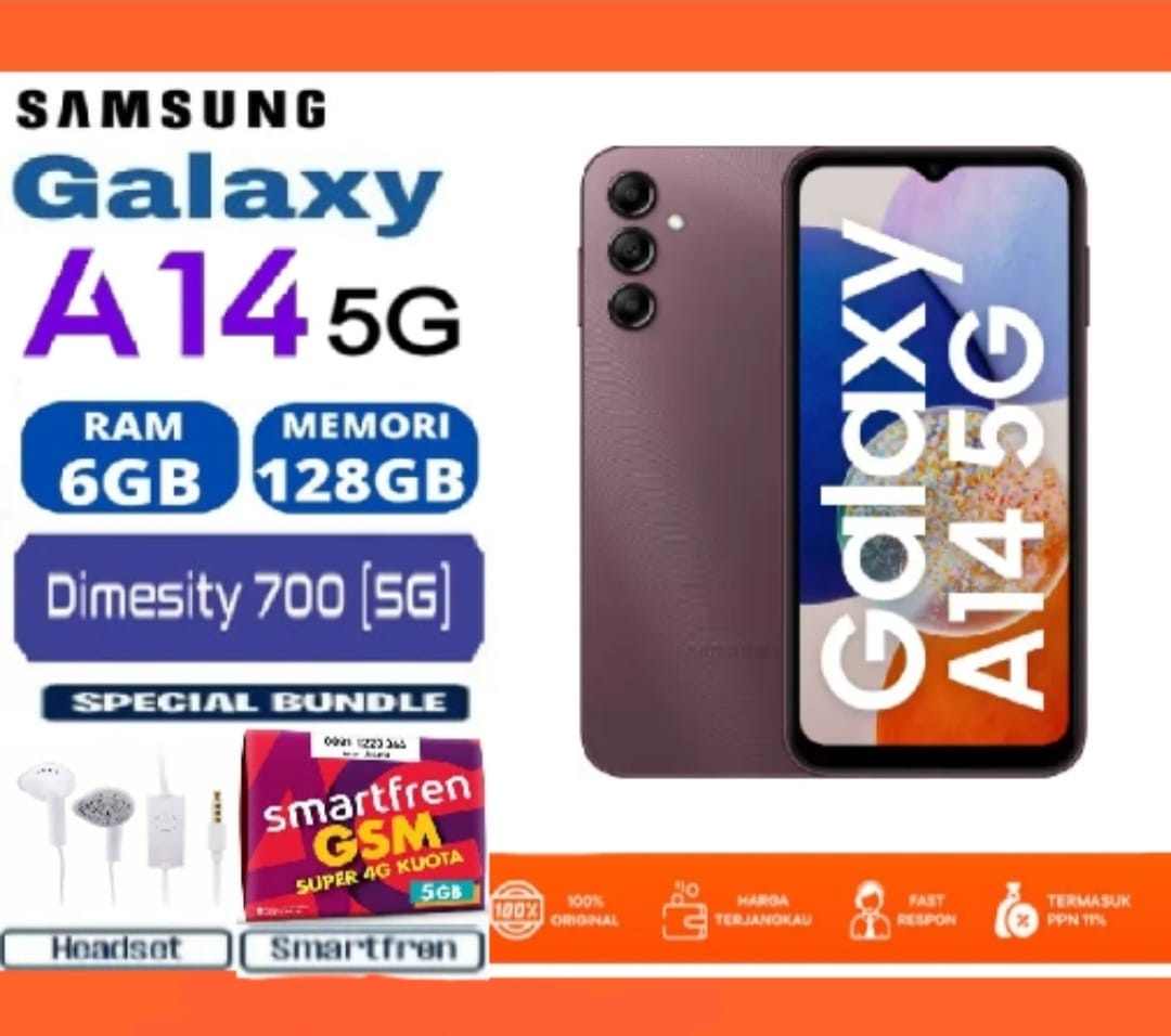 HP Samsung Galaxy A14 5G RAM 6GB/128GB - FULLSET - Bergaransi - PROMO Harga 1,650,000 rupiah*Gratis Ongkir