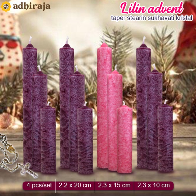 Christmas advent Advent Prayer candles mass candles purple pinkish Steain crystal sticks