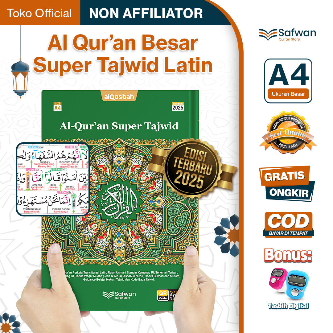 Al Quran Super Tajwid Multikode Tematik Latin Terjemah Perkata QR Code Syaikh Sudais Ukuran A4 Bonus T…