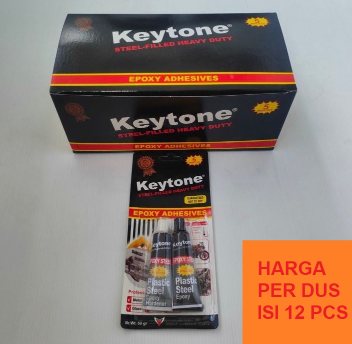 (1 dus=12pc) LEM EPOXY 5 Menit KEYTONE 58 GRAM / LEM BESI CAMPUR KERAMIK KAYU KACA ALUMINIUM Harga  82,250 rupiah*Gratis Ongkir