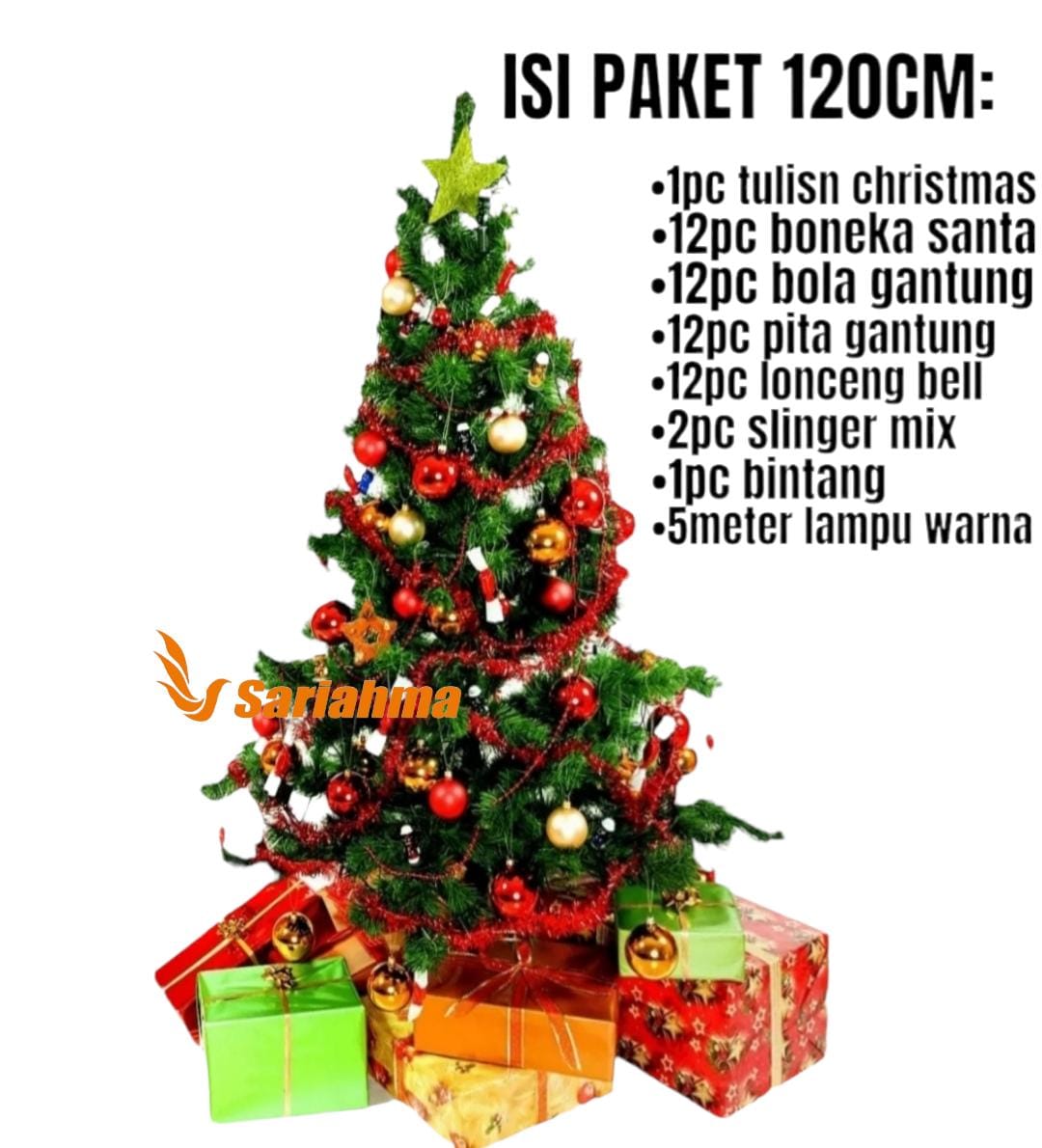 Paket SET Lengkap Pohon Natal 120cm DAN 90CM/ SET Lengkap Aksesoris Hiasan Ornamen Natal Murah