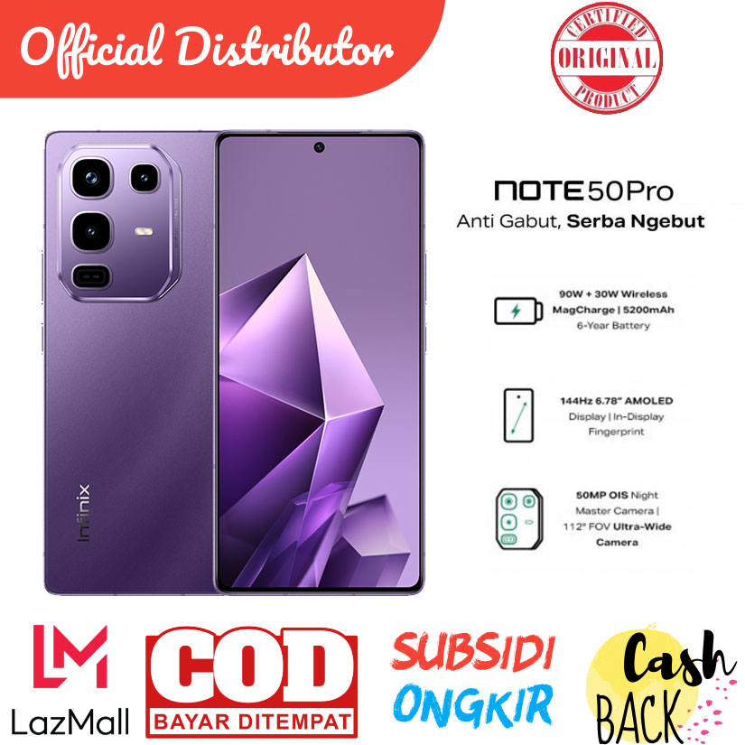 INFINIX NOTE 50 PRO 8/256 - 50MP OIS NIGHT MASTER CAMERA - AMOLED SIDPLAY Harga  2,474,009 Ringgit*Penghantaran Percuma