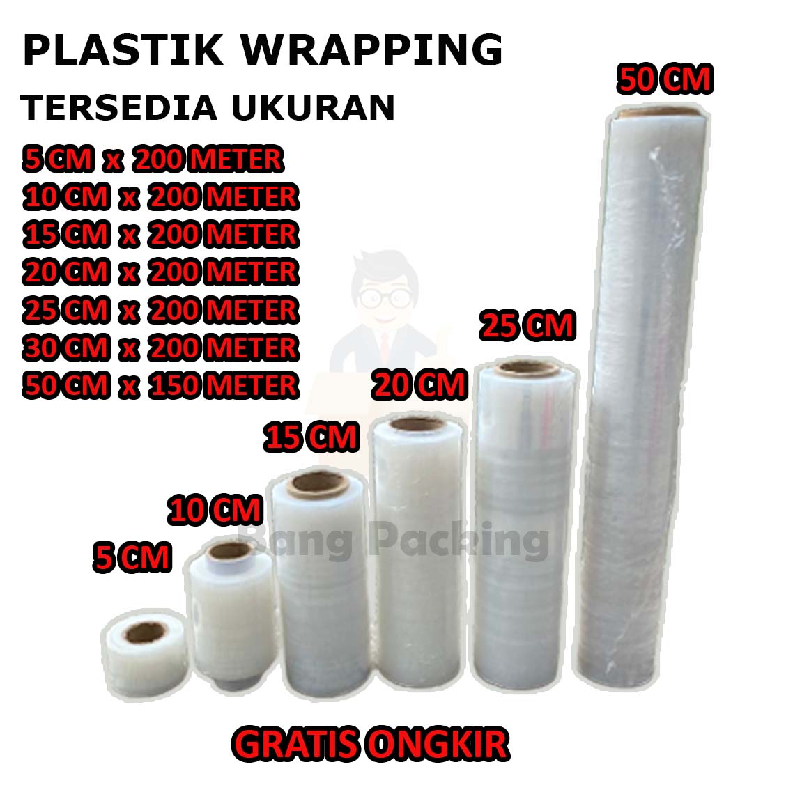 Plastik wrapping 5cm Wrapping 10cm Wrapping 15cm Wrapping 20cm Wrapping 25cm Wrapping 30cm Wrapping 50cm Plastik Wrapping 50cm x 150m Wrapping Bening 50cm x 150m Strecth Film Murah 50cm x 150m Lazada ...