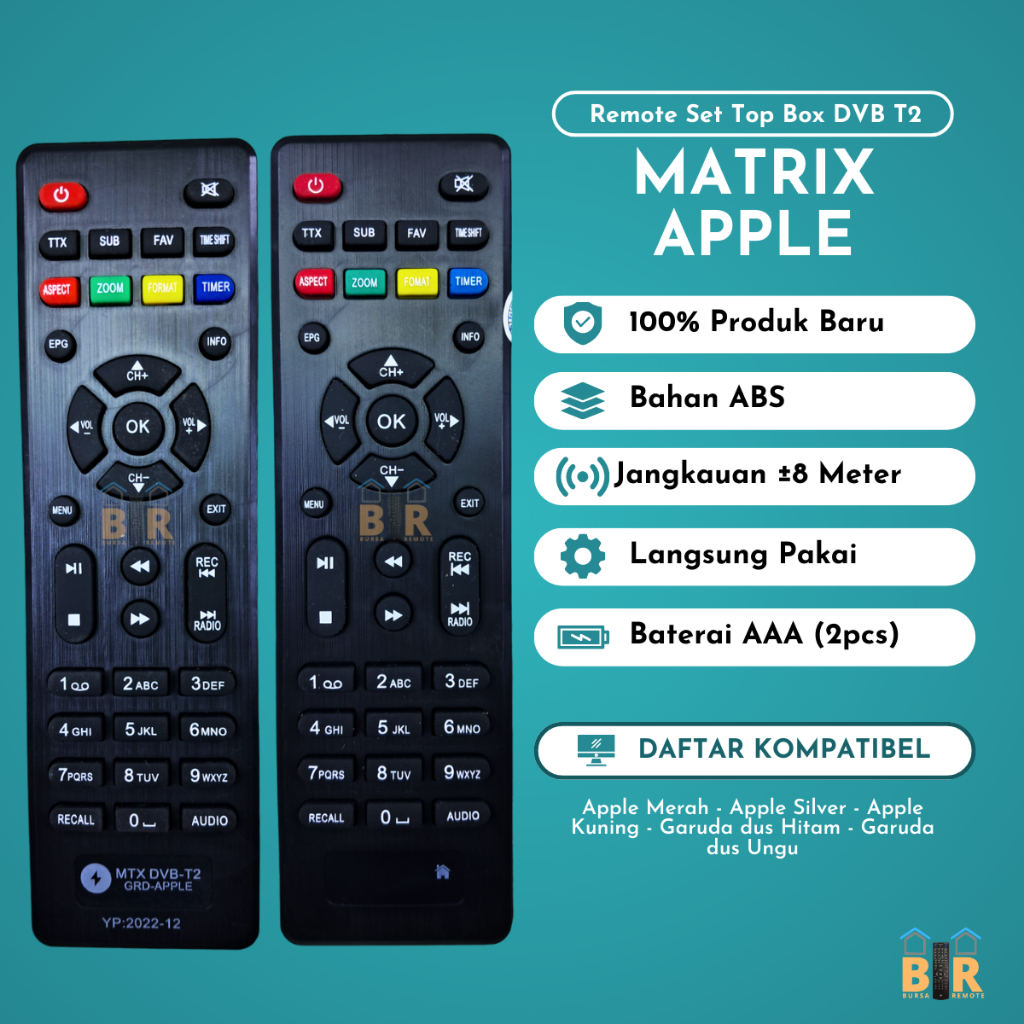 Remot Remote Set Top Box DVB T2 Matrix Apple HD MERAH Ecer Dan Grosir Harga 9,600 rupiah*Gratis Ongkir