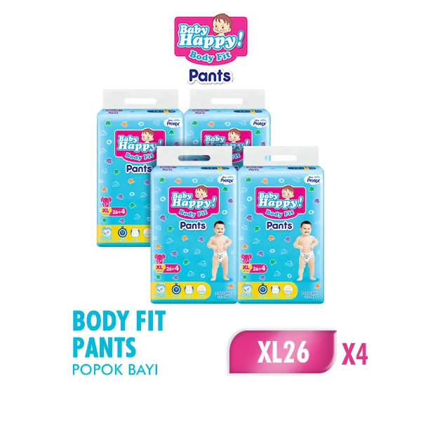 Baby Happy Pants XL 26 isi 4 - Popok Celana Sekali Pakai [Karton] Harga 173,200 rupiah*Gratis Ongkir