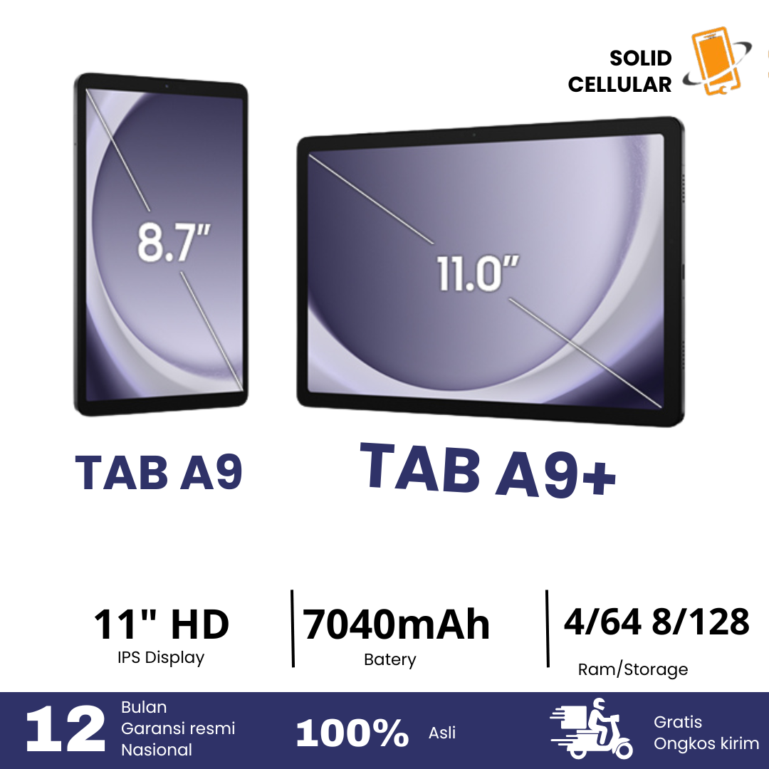 SAMSUNG TAB A9 WIFI/LTE 4/64 PLUS 8/128 GARANSI RESMI Harga 1,930,000 rupiah*Gratis Ongkir