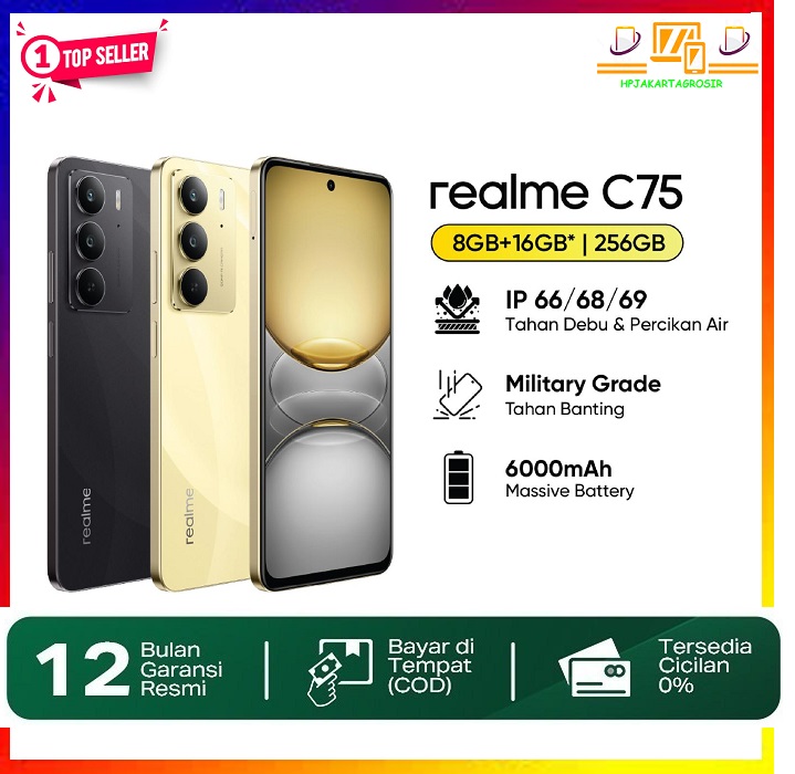 Realme C75 8Gb+16Gb* | 256Gb | Nfc | Ip66/68/69 Dust and Water Resistance | Military Grade Shock Resistance | 6000Mah Massive Battery Harga  1,600,000 Ringgit*Penghantaran Percuma