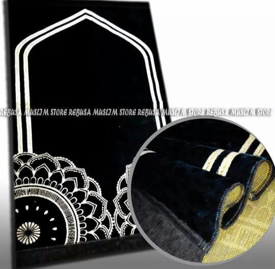 Sajadah Turki Hitam Premium Tebal Motif Bunga