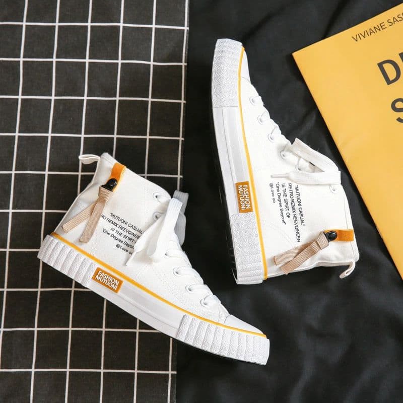 Sepatu Sneakers Wanita Korea Fashion Mutuoni Putih Tinggi / Sepatu Korean Style/ Sepatu Kets Sport Wanita