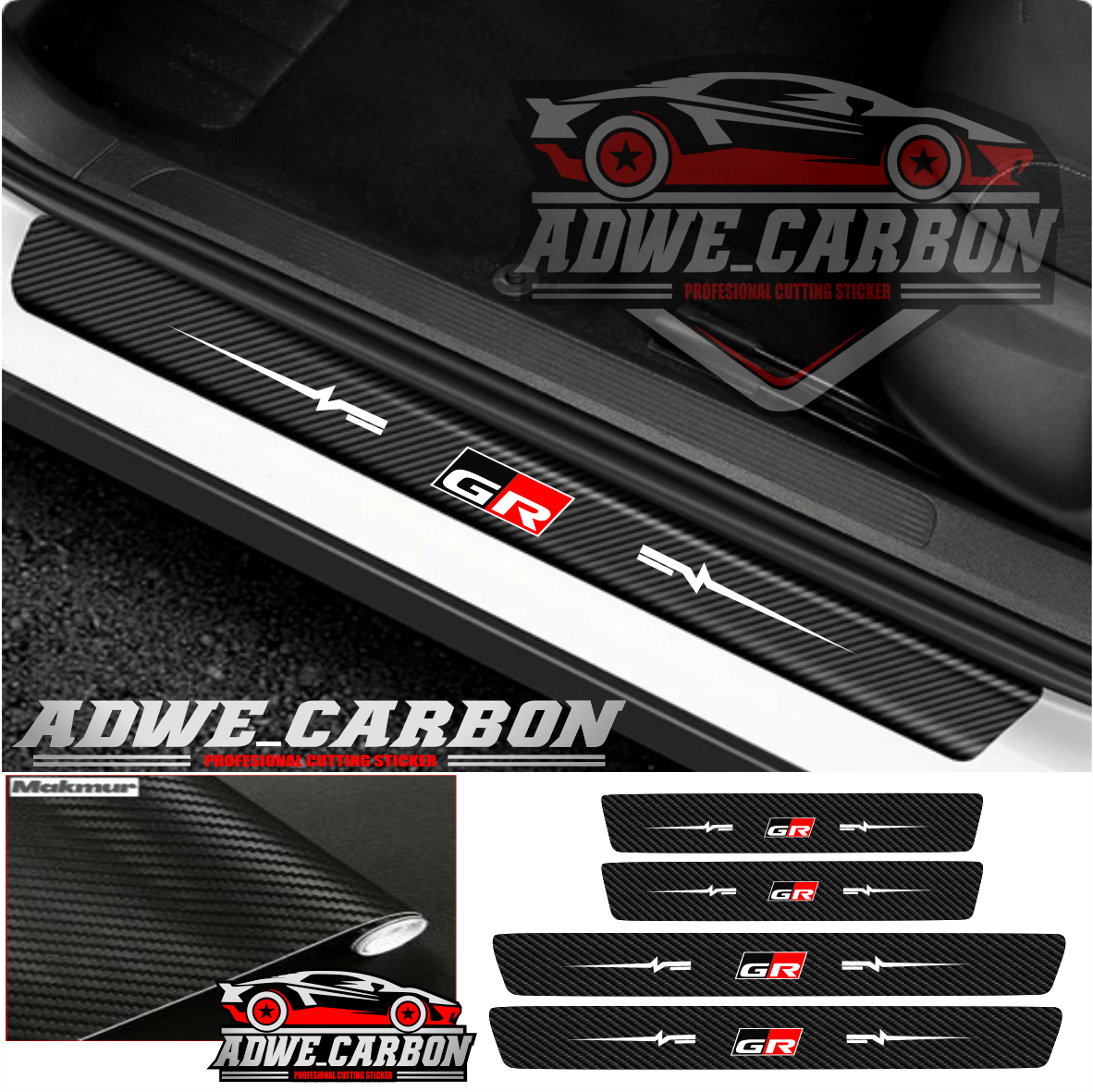 3D carbon GR sport sticker Toyota Yaris GR rush GR raise GR Fortuner GR Agya GR accessories GR gagoo Harga  35,000 Ringgit*Penghantaran Percuma
