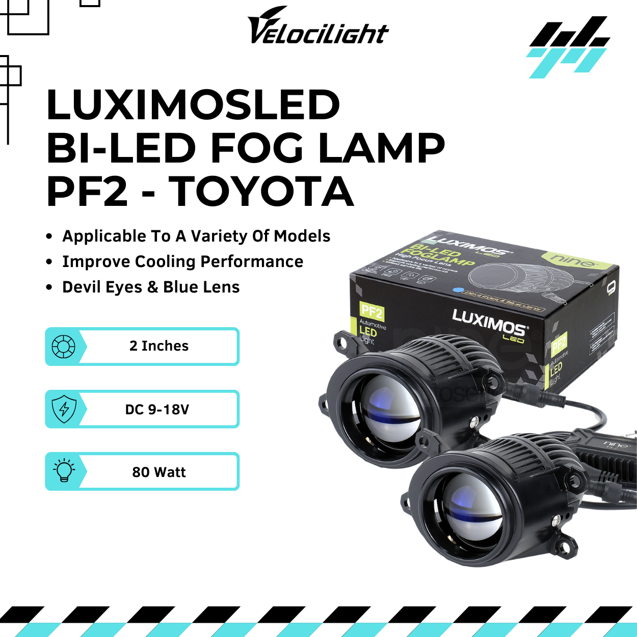 2 Inch 80W Biled Foglamp Projector White Yellow Super Bright for Toyota Pf2 Cars - Luximos Harga 1,088,900 rupiah*Gratis Ongkir