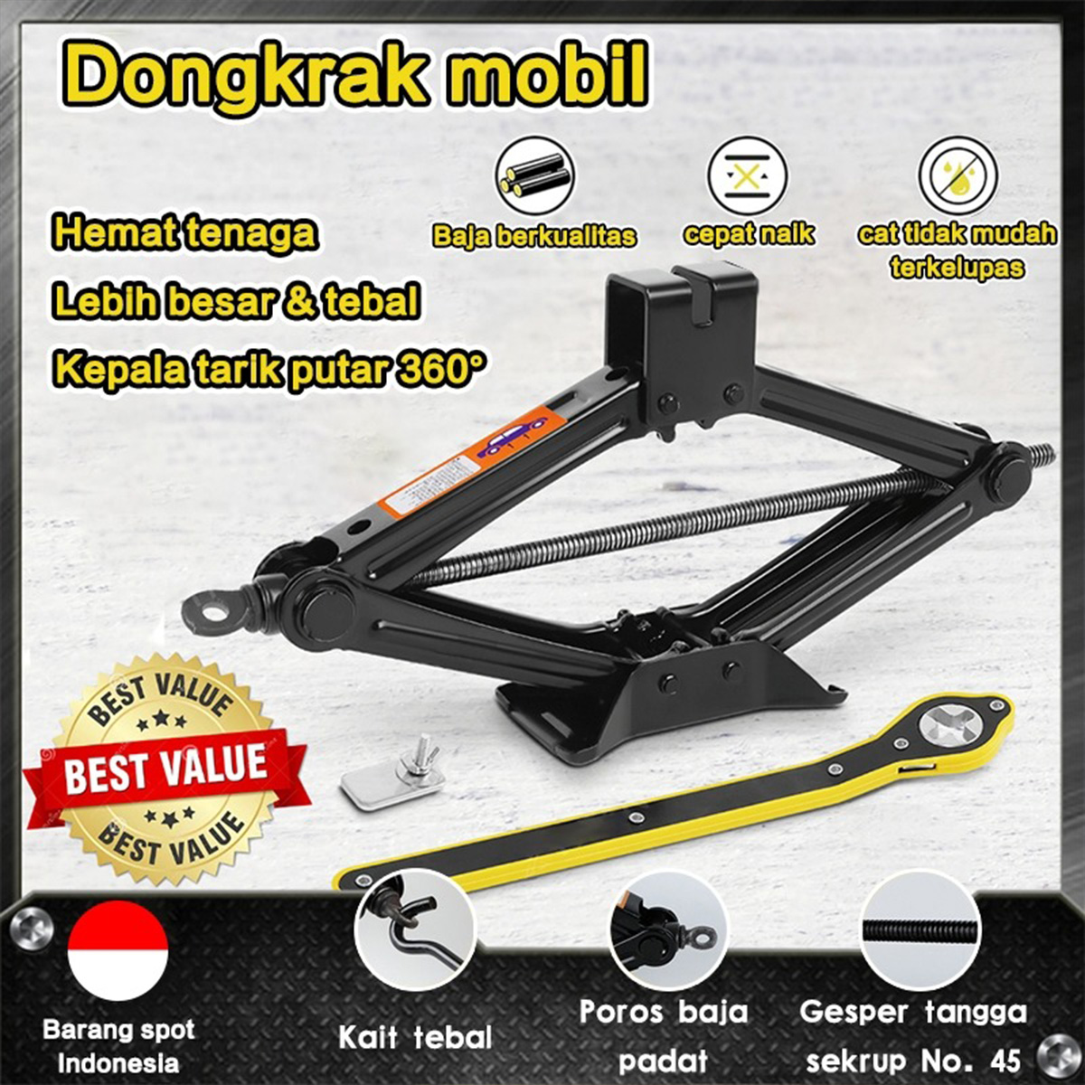Black/1ton car jack/scissor jack/hand type lifting jack/-for car tire repair Harga 67,900 rupiah*Gratis Ongkir