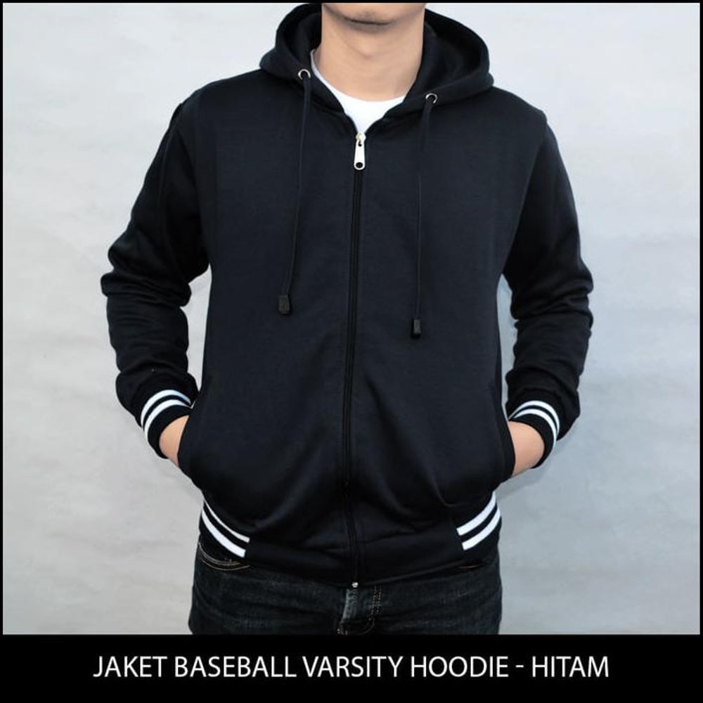 jaket baseball hoodie polos resleting 