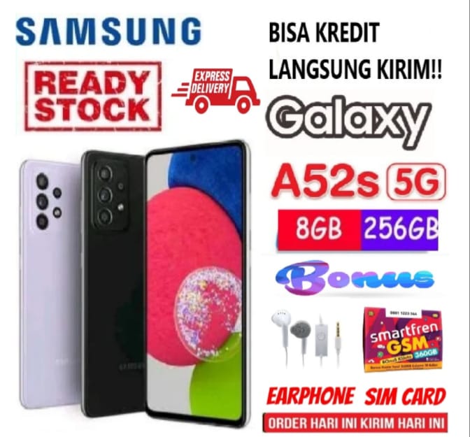 SAMSUNG GALAXY A52s 5G 8/128GB+8/256GB Chipset Snapdragon 778G Baterry 4500 mAh Dengan Pengisian Cepat 25W - Bergaransi FULLSET Harga 3,200,000 rupiah*Gratis Ongkir