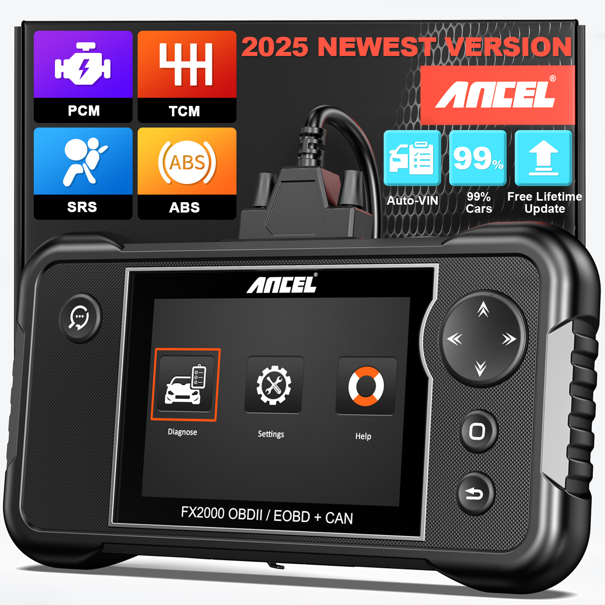 ANCEL FX2000 OBD2 Scanner ABS/Engine/SRS/Transmission Scan Tool Check Engine Car Fault Code Diagnostic Tool JOBD/EOBD ODB2 Car Scanner ECU Reset Tool Automotive Scanner For All Universal Car Giá 1,958,000 Đồng*Miễn phí vận chuyển