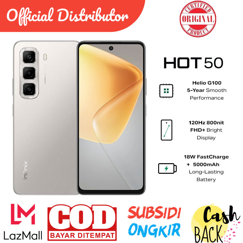 INFINIX HOT 50 8/128 - HELIO G100 5 YEAR SMOOTH PERFORMANCE - FHD+ BRIGH DISPLAY Giá 1,499,000 Đồng*Miễn phí vận chuyển
