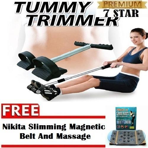 7Star - Alat Pembakar Lemak Perut Tummy Trimmer Alat Olahraga Fitness - Hitam + Free Nikita Slimming Magnetic Belt And Massage