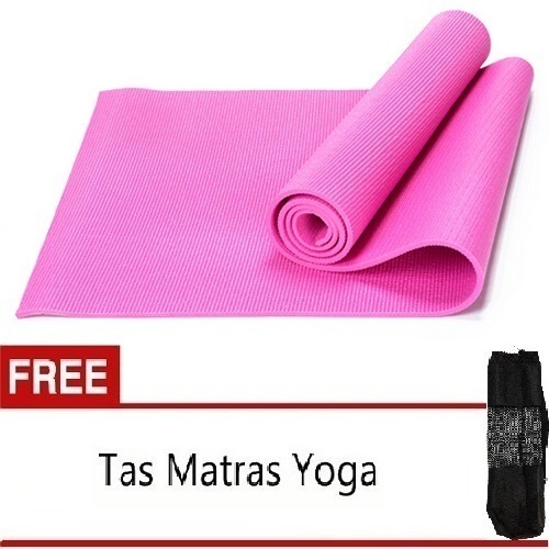 Anekaimportdotcom Matras Yoga, Yoga Mat, Matras Yoga Murah (Gratis Tas) 6mm - Pink