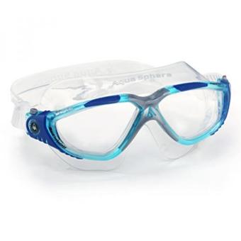 Gambar Aqua Sphere Vista Swim Mask Goggles, Clear, Aqua Blue Grey