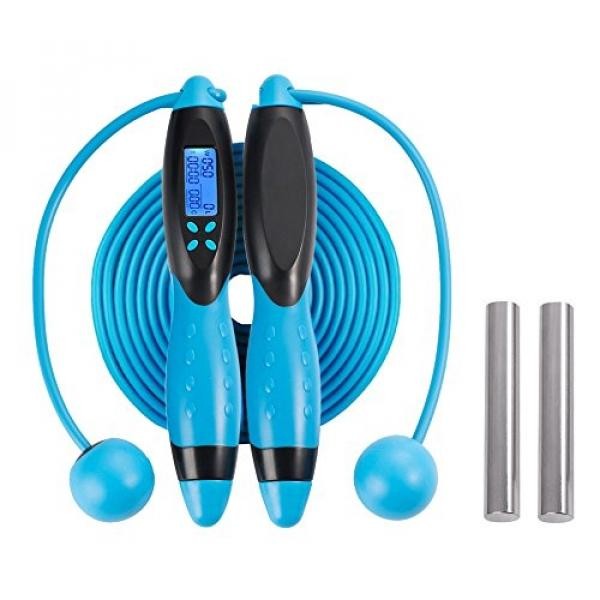 Balala Cordless Jump Rope, Counter Kalori, Pengingat Digital, Pengaturan Berat, Beban Fungsi untuk Kebugaran Latihan Biru-Intl