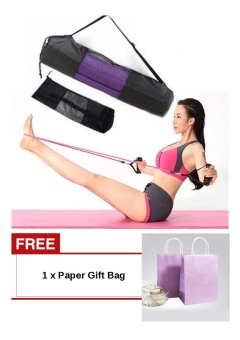 Gambar Buy 1 Get 1 Free ! Black Portable Yoga Mat Bag Nylon PilatesExercise Carrier Mesh Center Strap