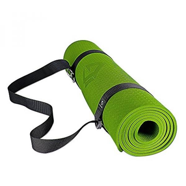 Goldmore Yoga Mat with Strap Non Slip£¬Eco Friendly SGS Certified TPE Exercise Mat for Pilates,Hot Yoga,Core Exercises,Fitness Interval Training- High Density Thick 1/4\