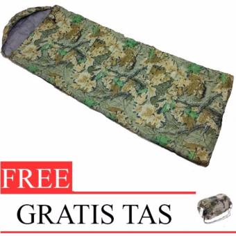 Anekaimportdotcom Sleeping Bag Camping / Kantong Tidur Hiking - Hijau Army Motif Daun ...