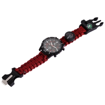 Kelangsungan hidup luar ruangan dengan perapian batu perhiasan gelang Kompas pemula Paracord termometer .