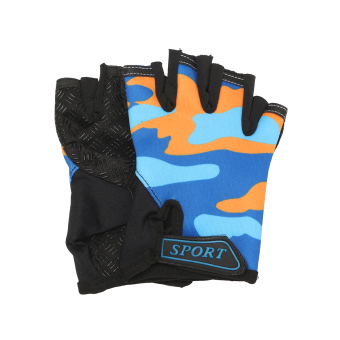 KIDS PADDED CYCLING  BICYCLE  BIKE  CYCLE  BMX GLOVES Blue - intl