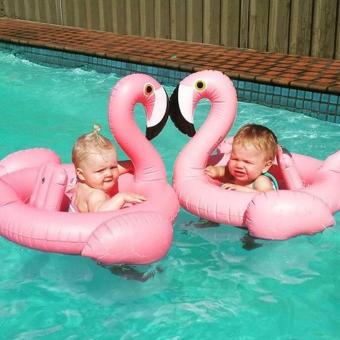 Gambar Leegoal bayi balita tiup air outdoor Flamingo mengambang mainan anak anak populer duduk cincin musim panas berenang outdoor renang rakit, berwarna merah muda   Internasional  intl