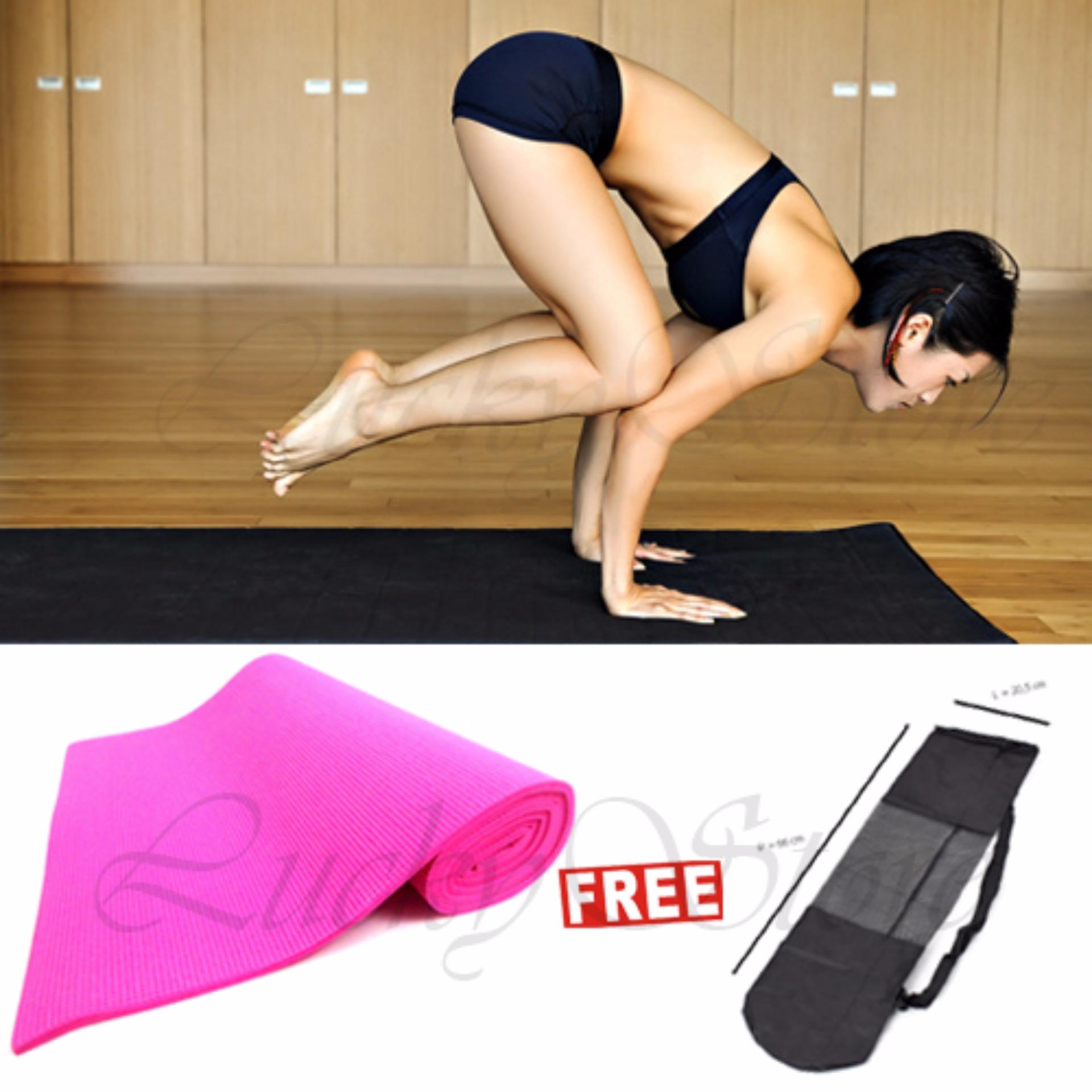 Lucky Matras Yoga / Yoga Mat 61x173cm - Pink + Gratis Tas Yoga - 1 Pcs