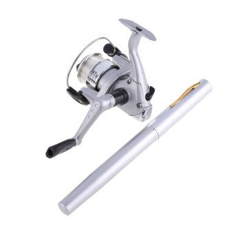 Mini Aluminum Alloy Pocket Pen Fishing Rod Pole Reel + Line SilverPortable - intl