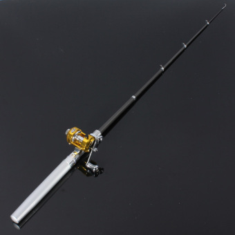 Mini Telescopic Pen Fishing Rod Portable Pocket Aluminum Alloy Pole Reel (Silver)