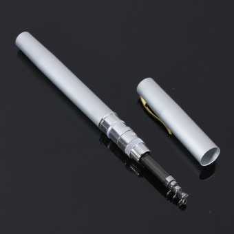 Mini Telescopic Pen Fishing Rod Portable Pocket Aluminum Alloy Pole Reel (Silver)